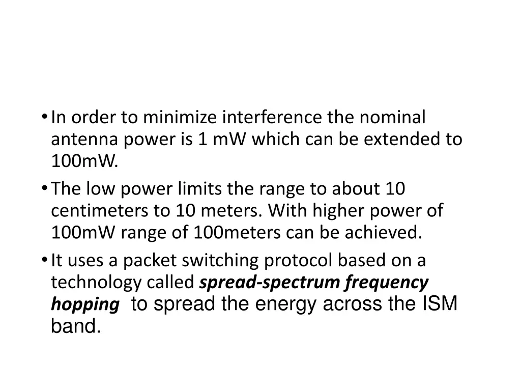 in order to minimize interference the nominal