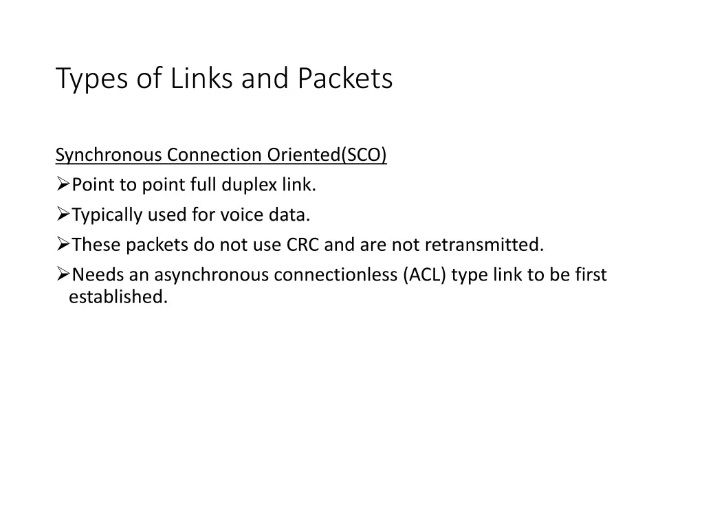 types of links and packets