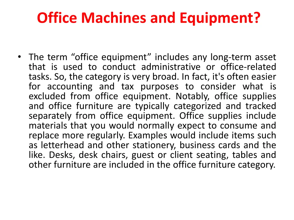 office machines and equipment