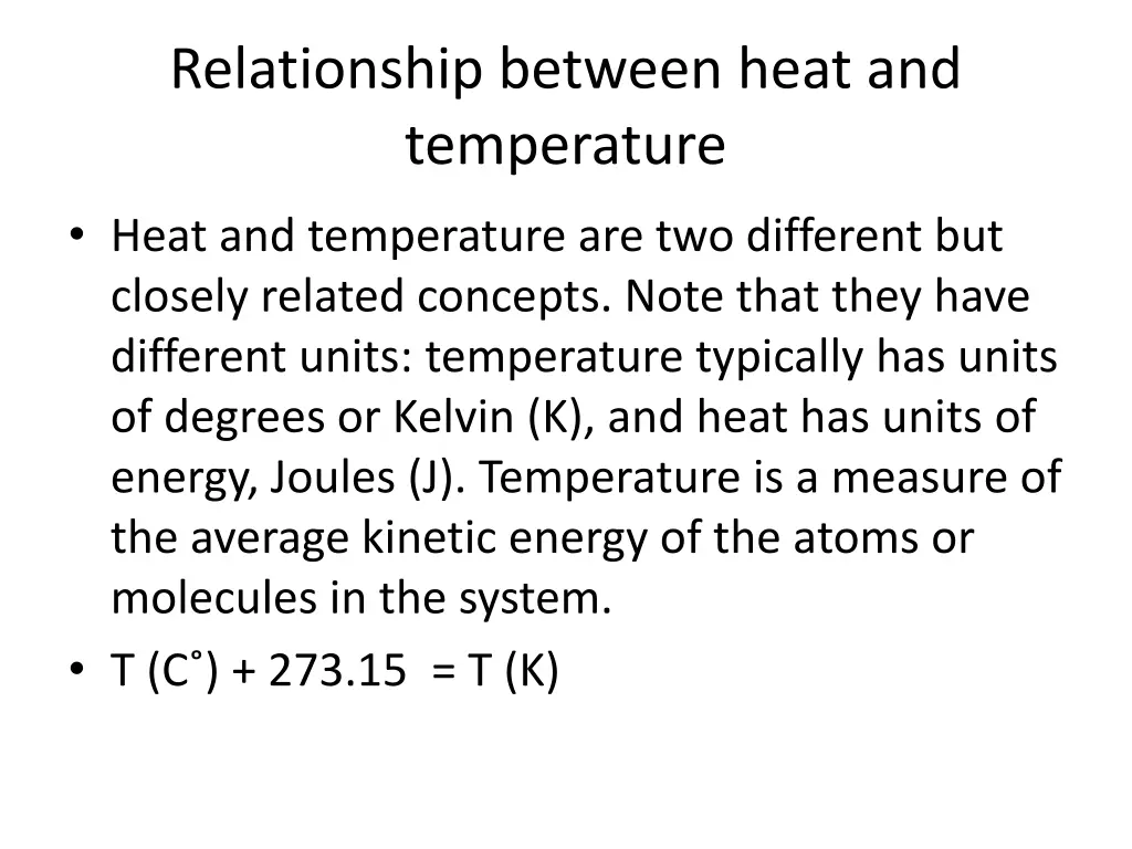 relationship between heat and temperature