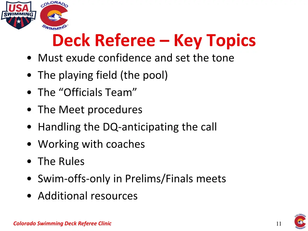 deck referee key topics must exude confidence