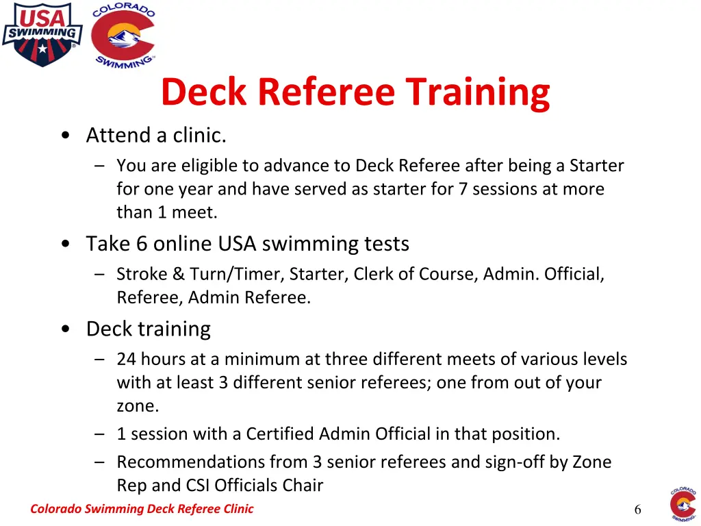 deck referee training attend a clinic