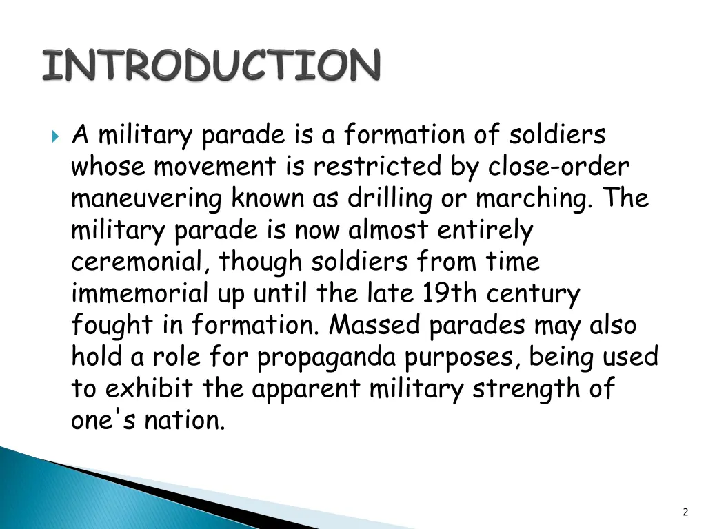 a military parade is a formation of soldiers