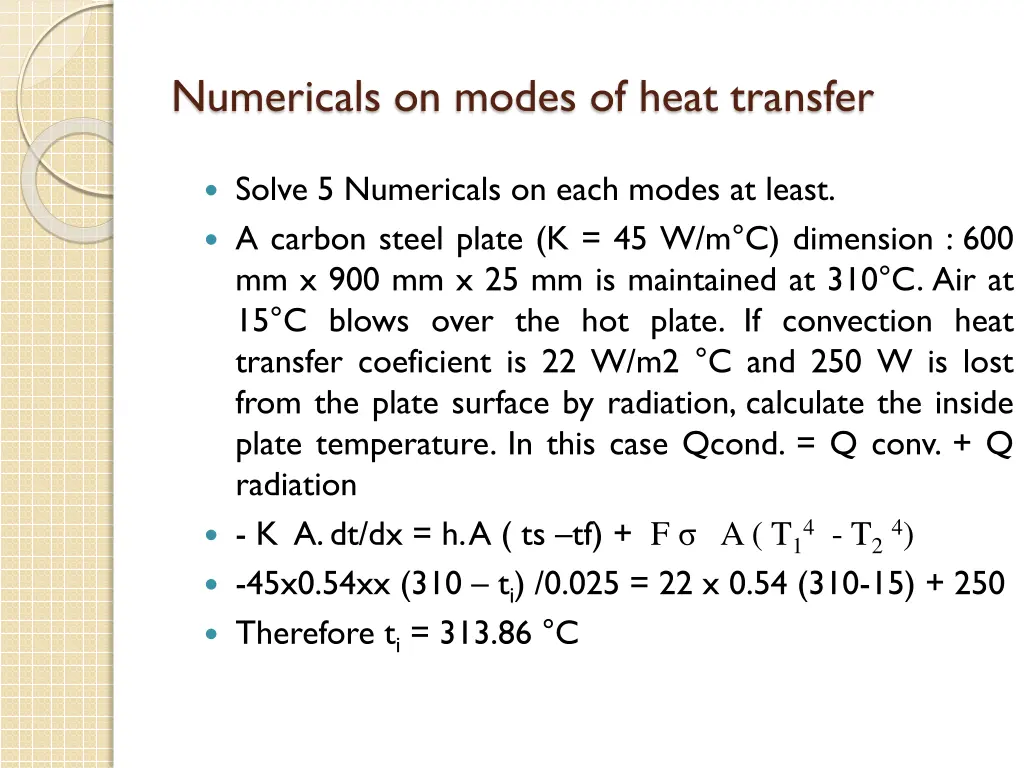 numericals on modes of heat transfer