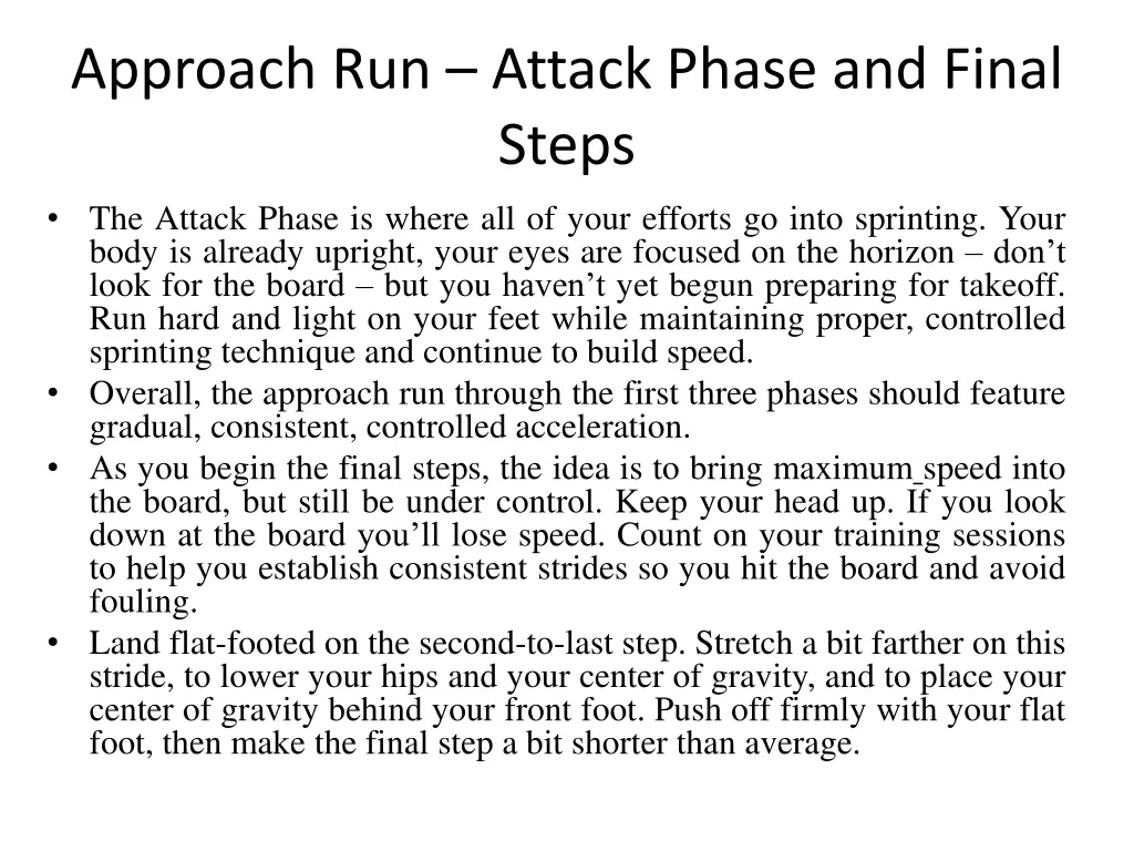 approach run attack phase and final steps