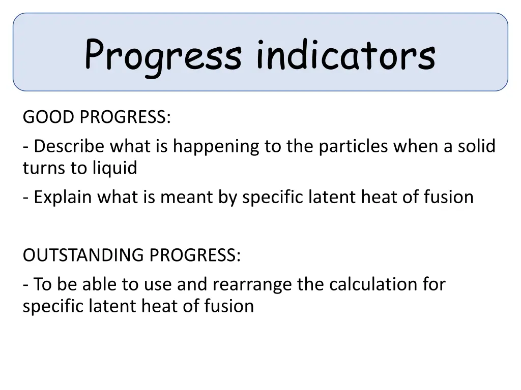 progress indicators