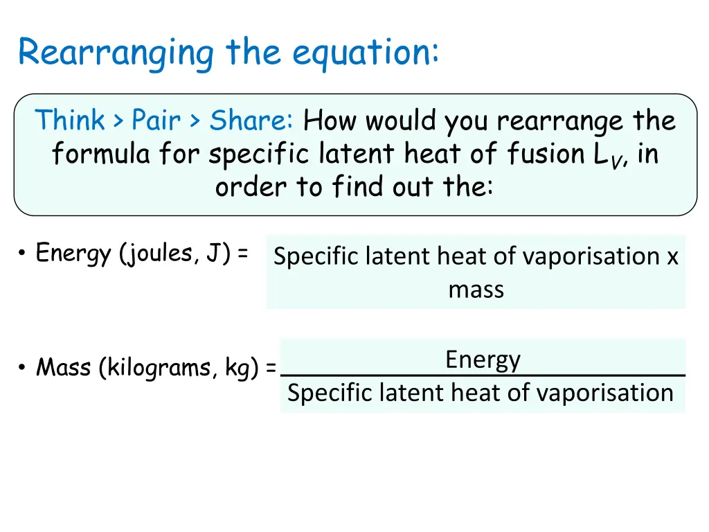 rearranging the equation 1