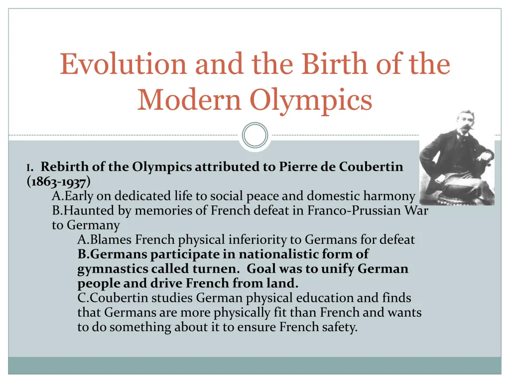 evolution and the birth of the modern olympics