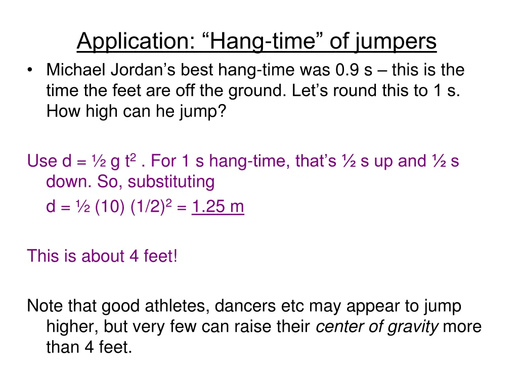 application hang time of jumpers michael jordan