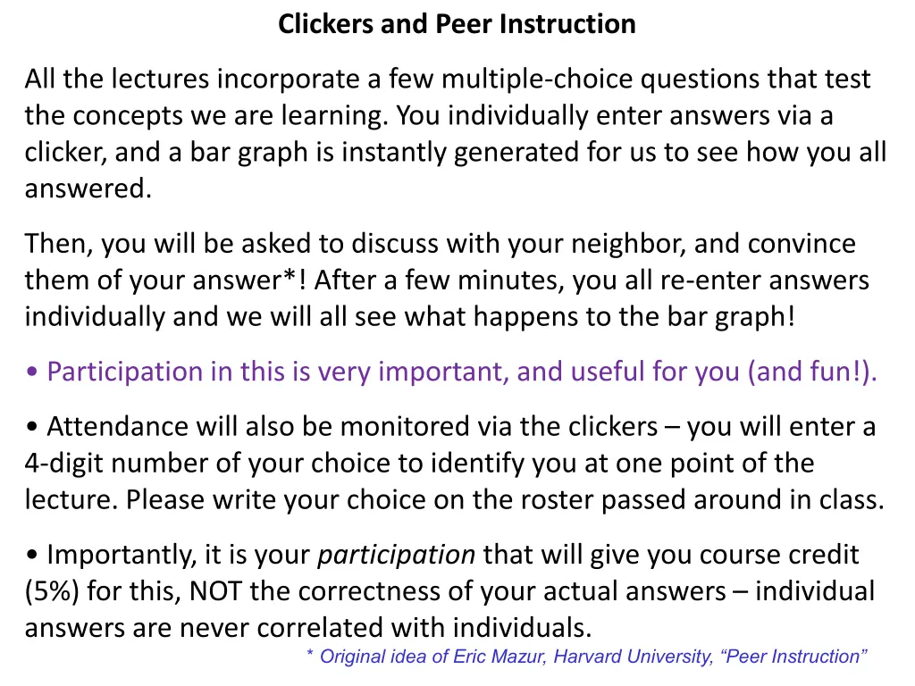 clickers and peer instruction