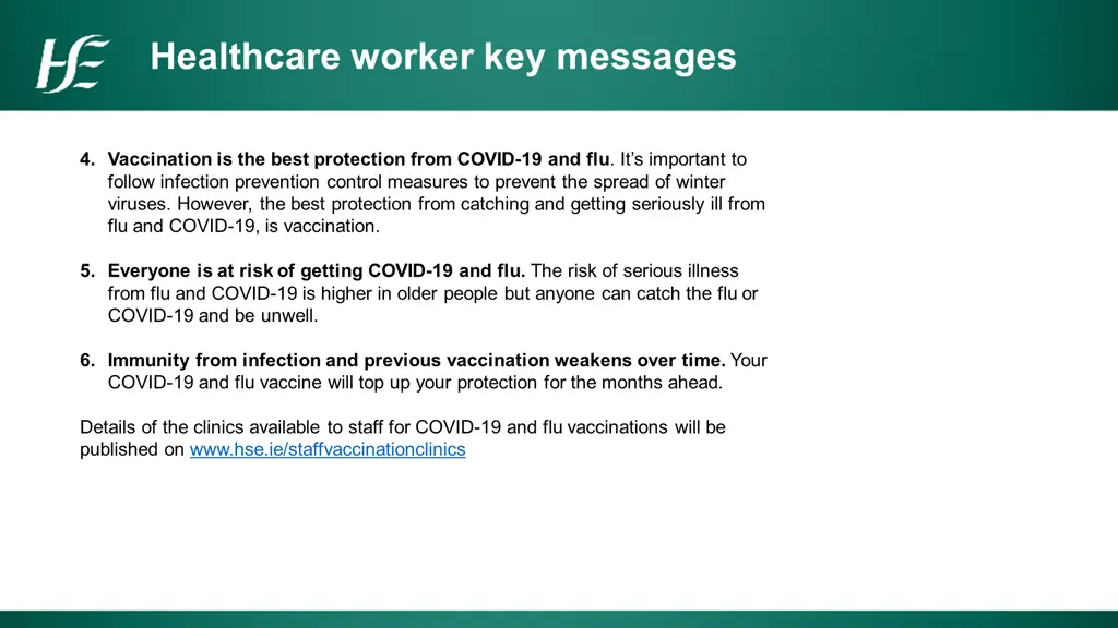 healthcare worker key messages