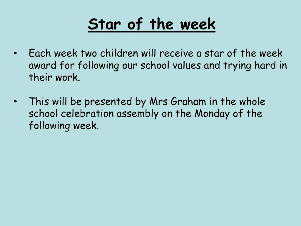 star of the week