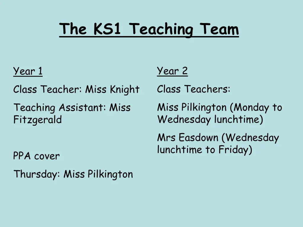 the ks1 teaching team