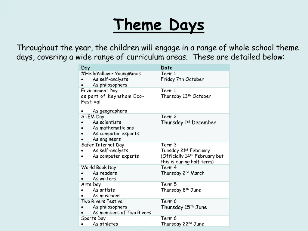 theme days