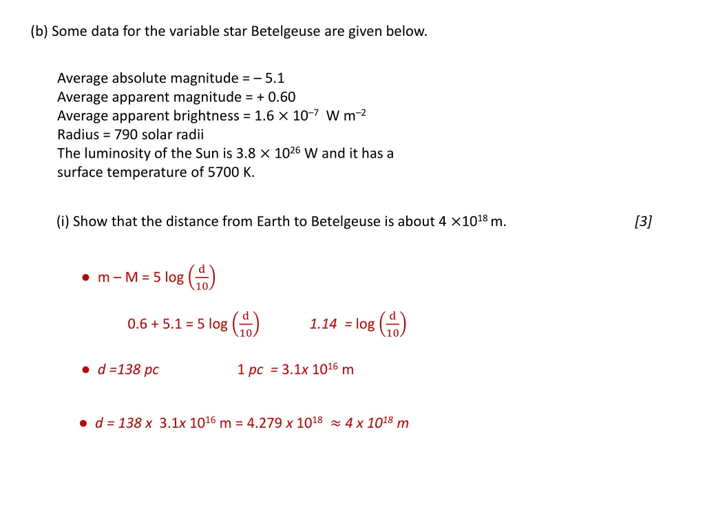 b some data for the variable star betelgeuse