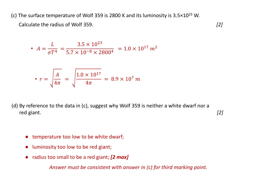 c the surface temperature of wolf 359 is 2800