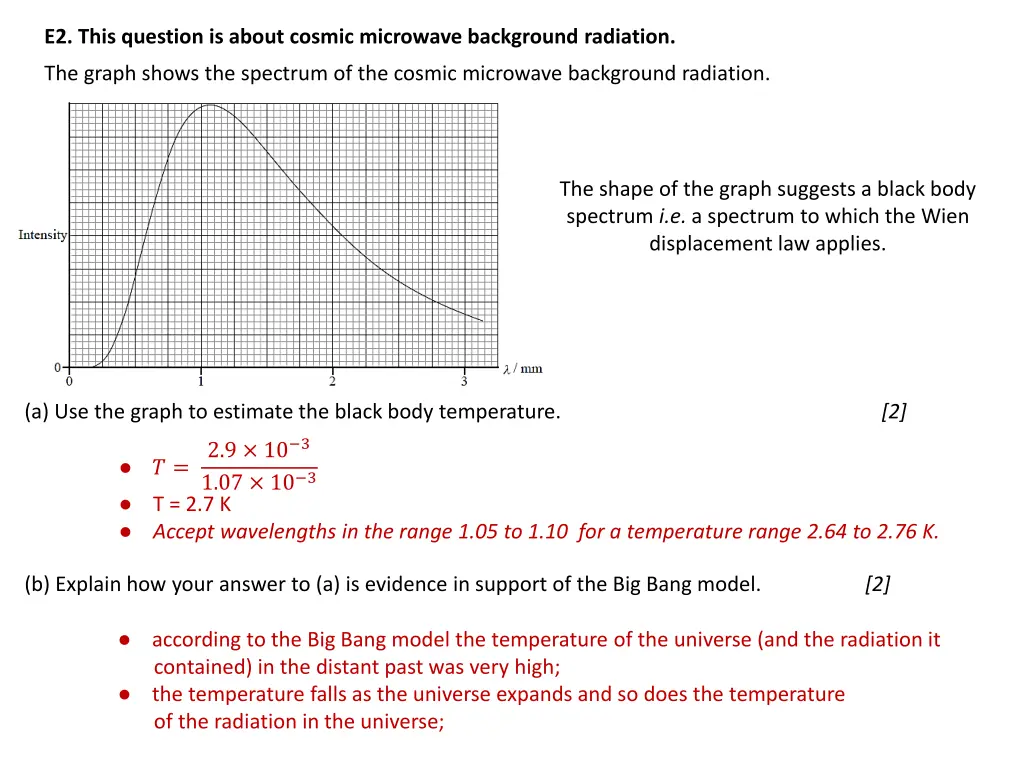 e2 this question is about cosmic microwave