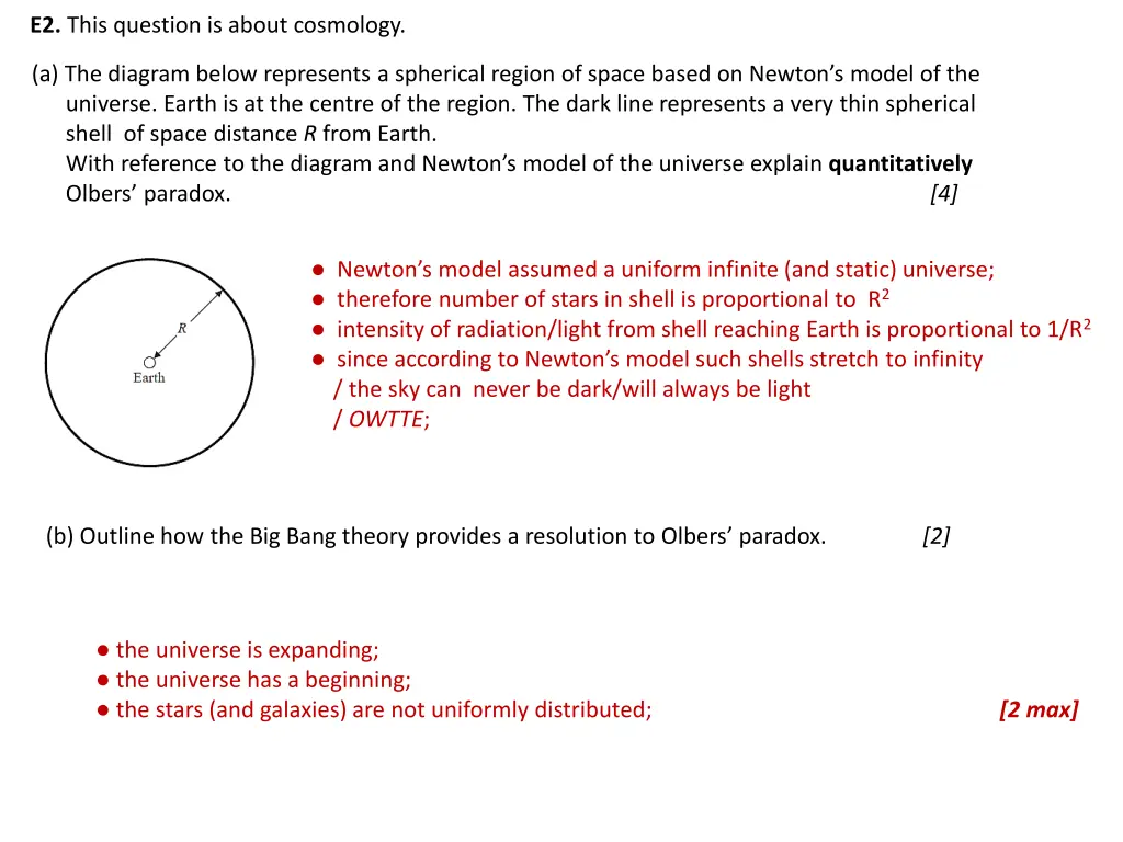 e2 this question is about cosmology