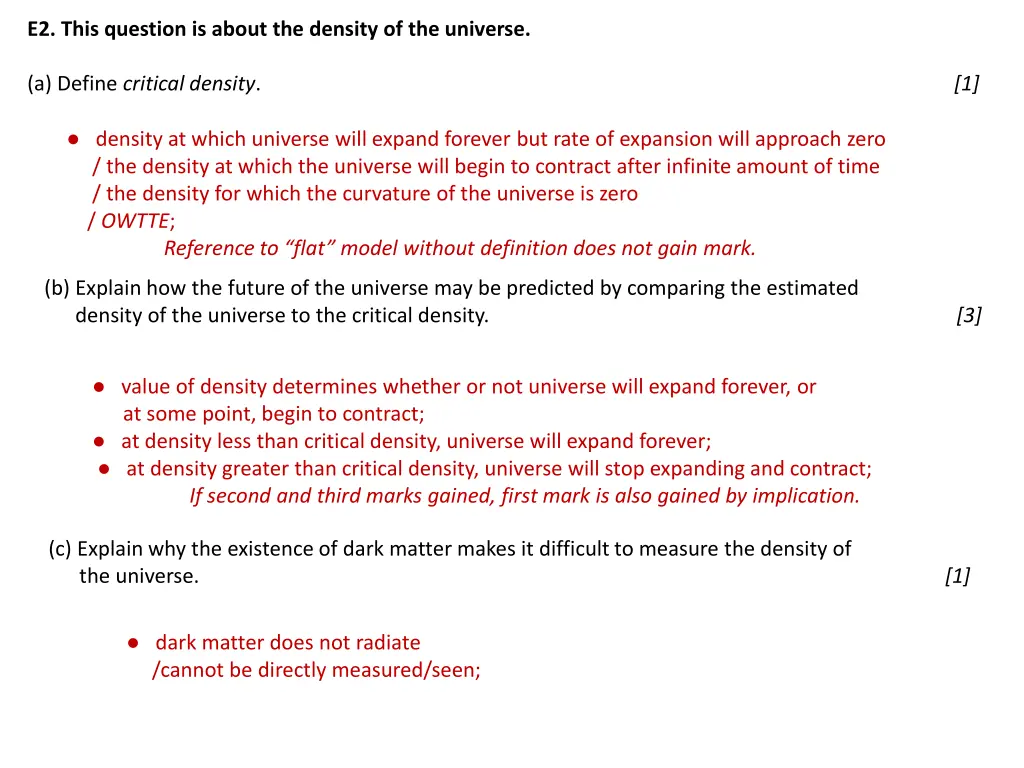 e2 this question is about the density