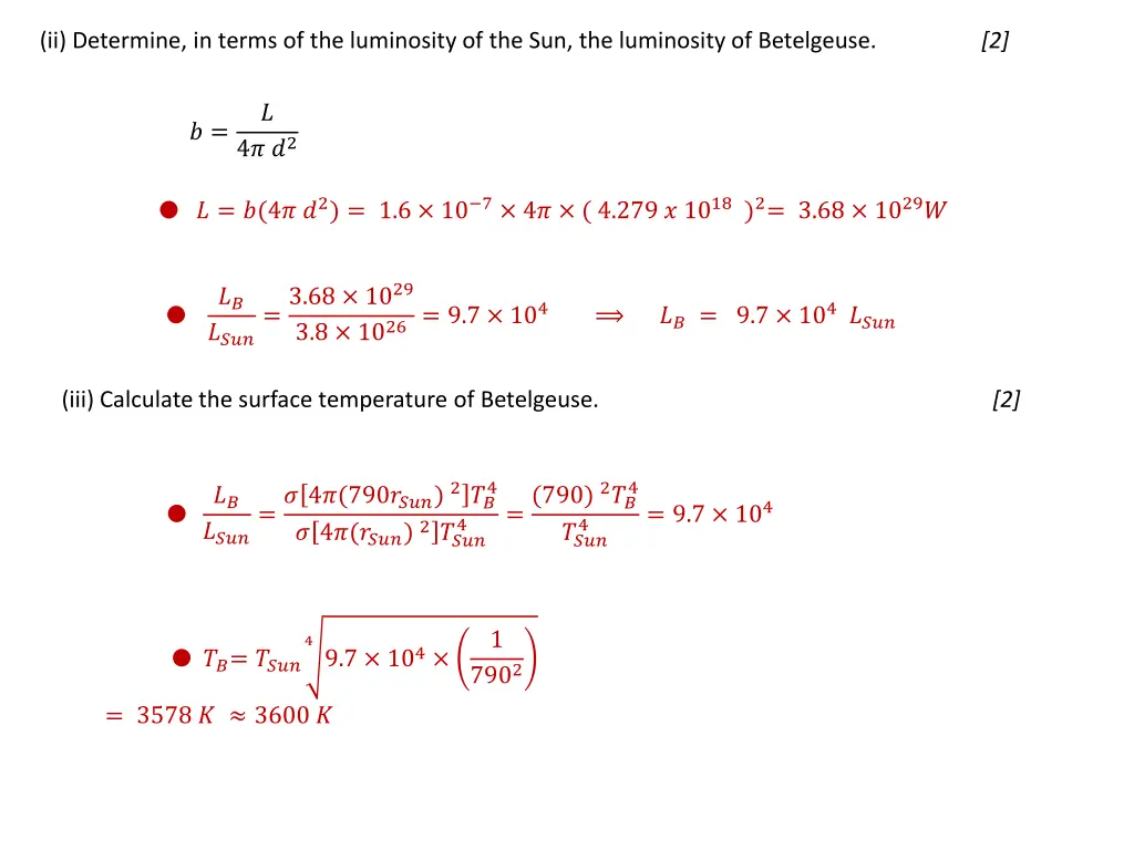 ii determine in terms of the luminosity