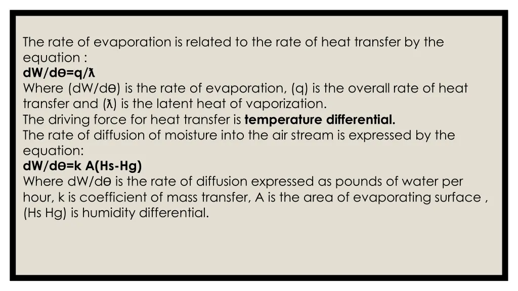 the rate of evaporation is related to the rate