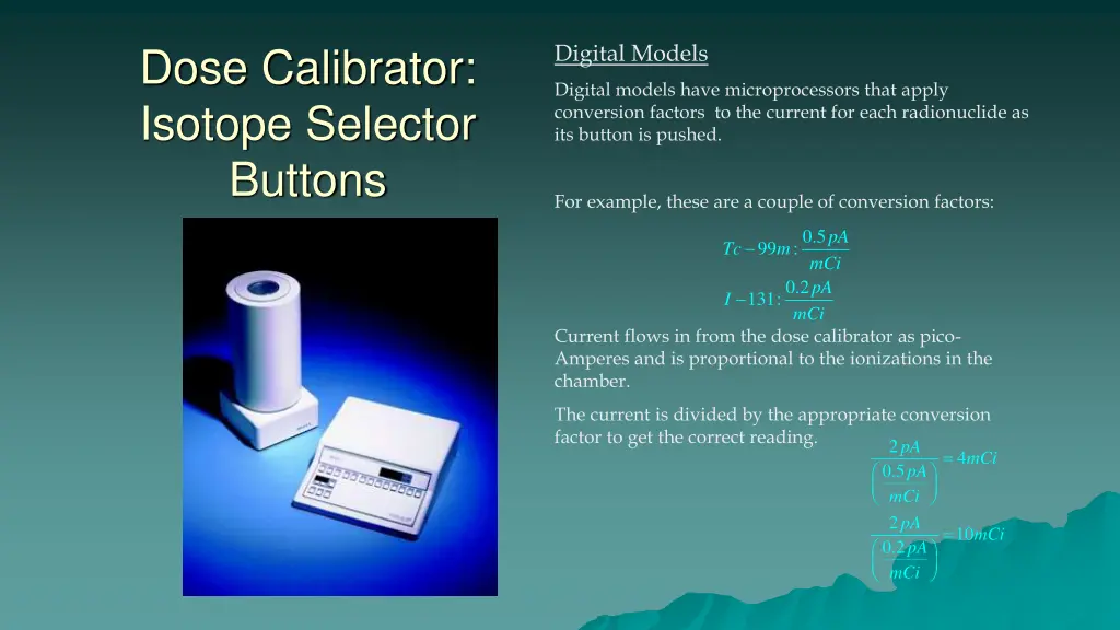 dose calibrator isotope selector buttons 1