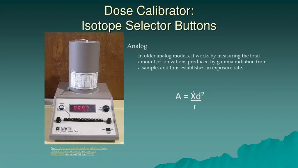 dose calibrator isotope selector buttons