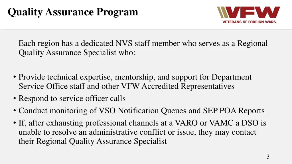 quality assurance program