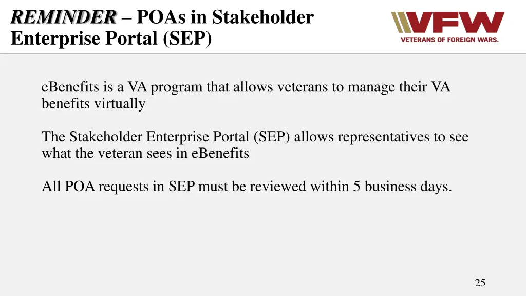 reminder poas in stakeholder enterprise portal sep