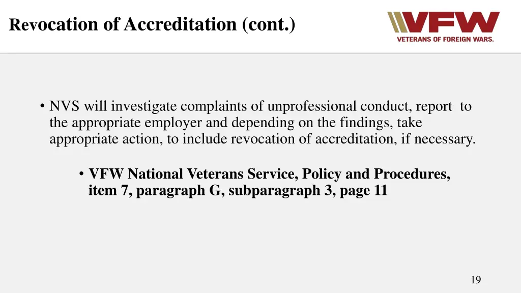 rev ocation of accreditation cont