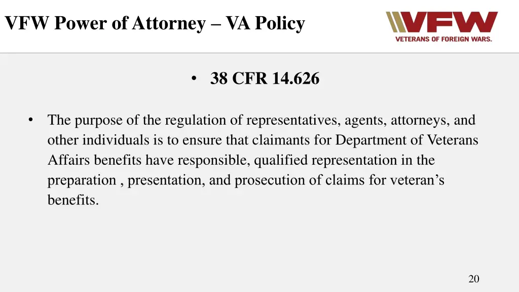 vfw power of attorney va policy