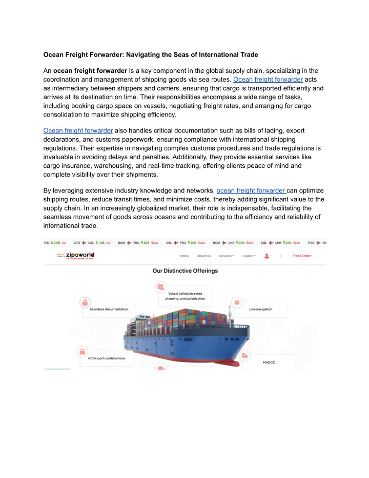 ocean freight forwarder navigating the seas