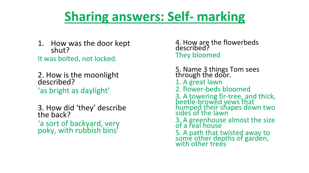 sharing answers self marking 1