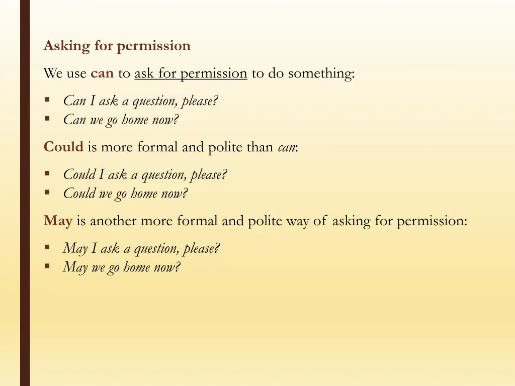 asking for permission