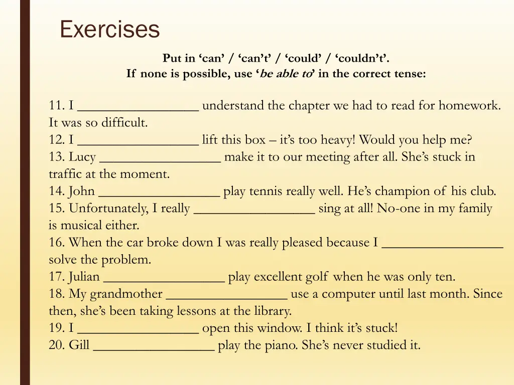 exercises 1