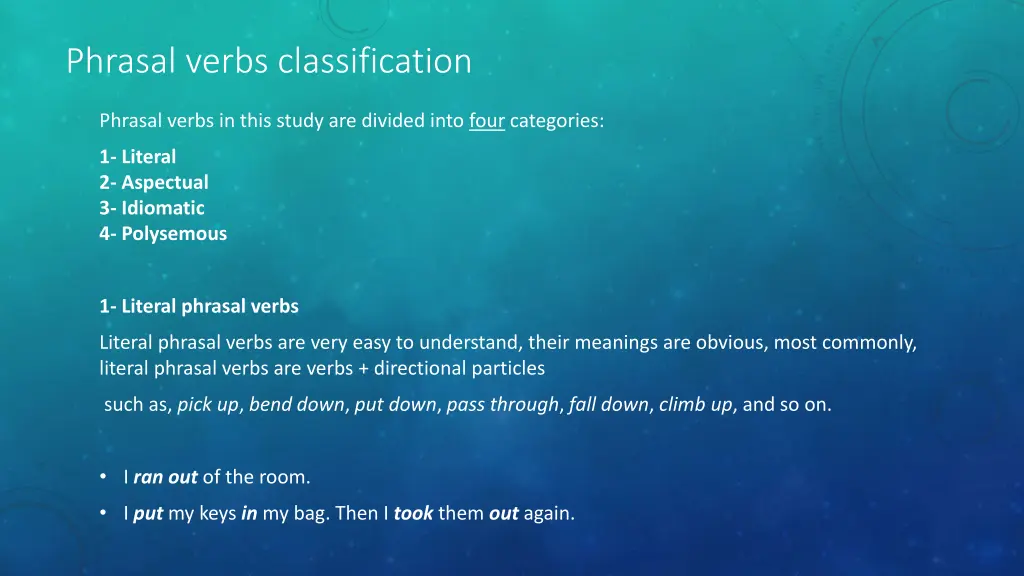 phrasal verbs classification