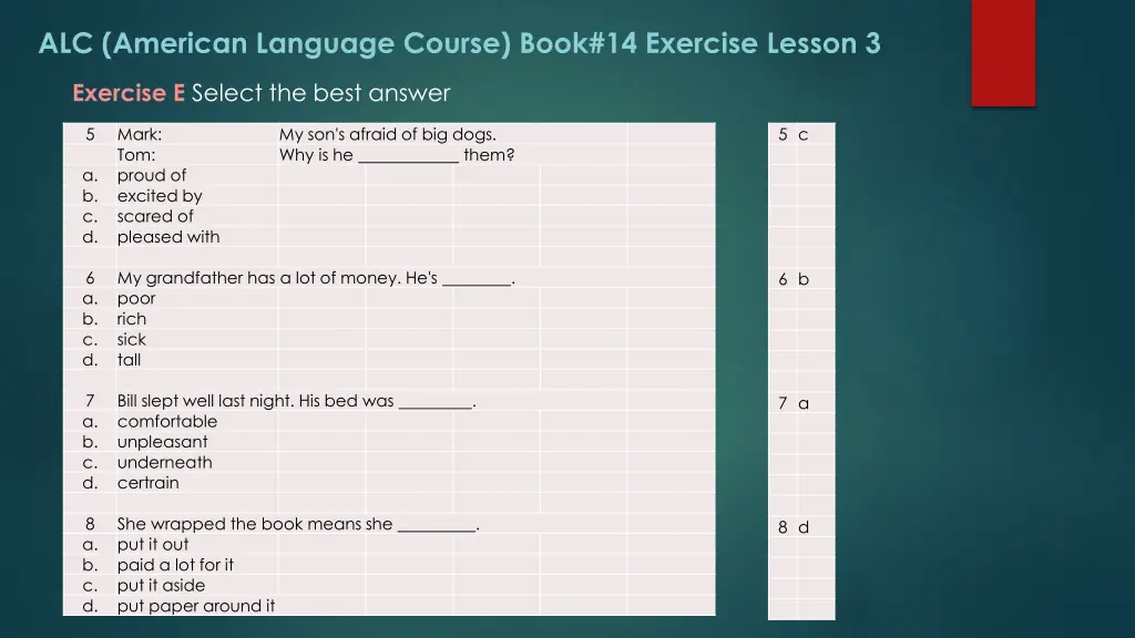 alc american language course book 14 exercise 10