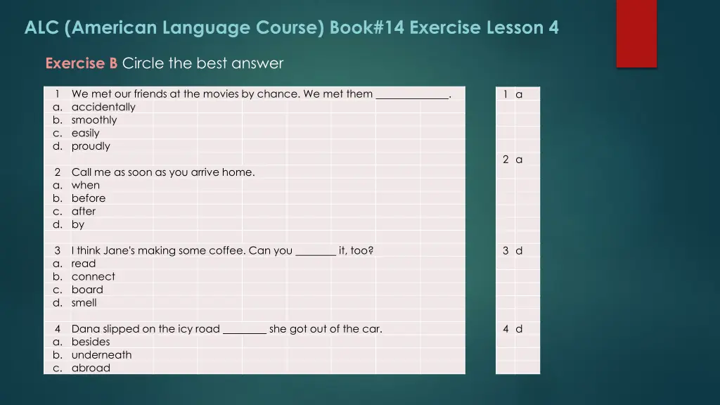 alc american language course book 14 exercise 14