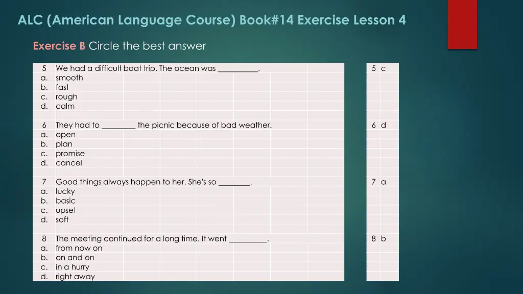 alc american language course book 14 exercise 15