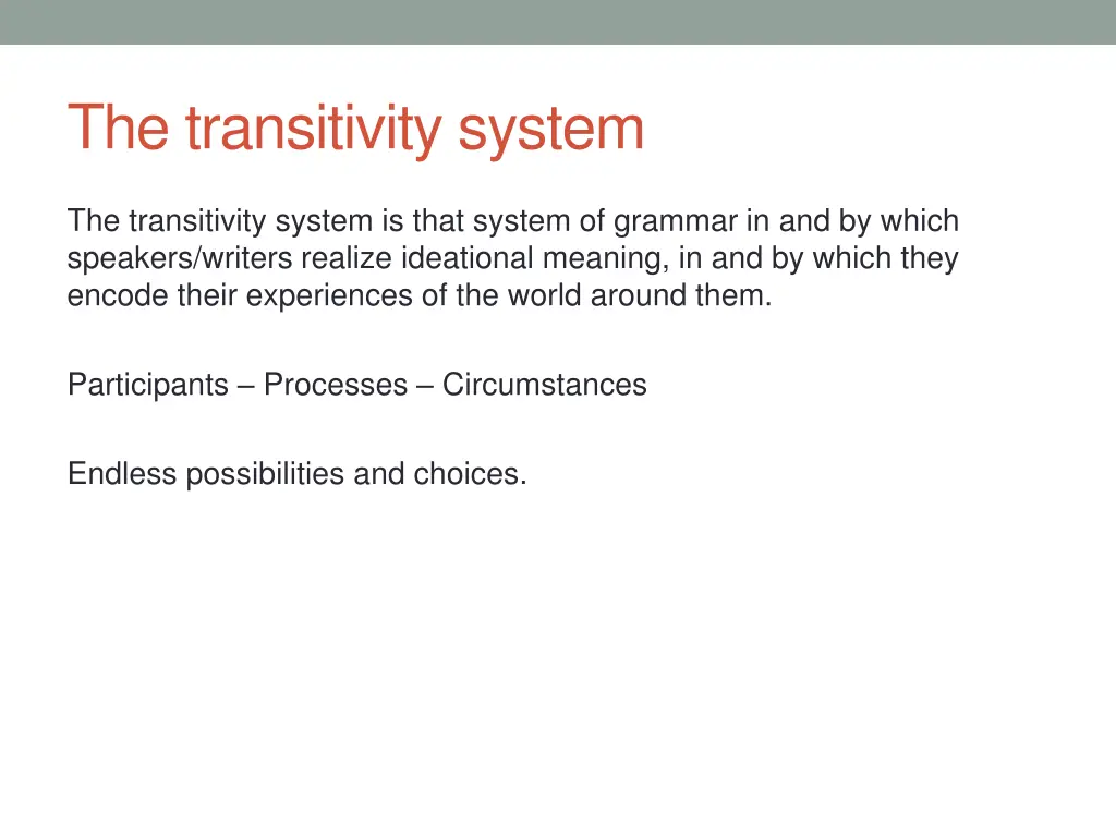 the transitivity system