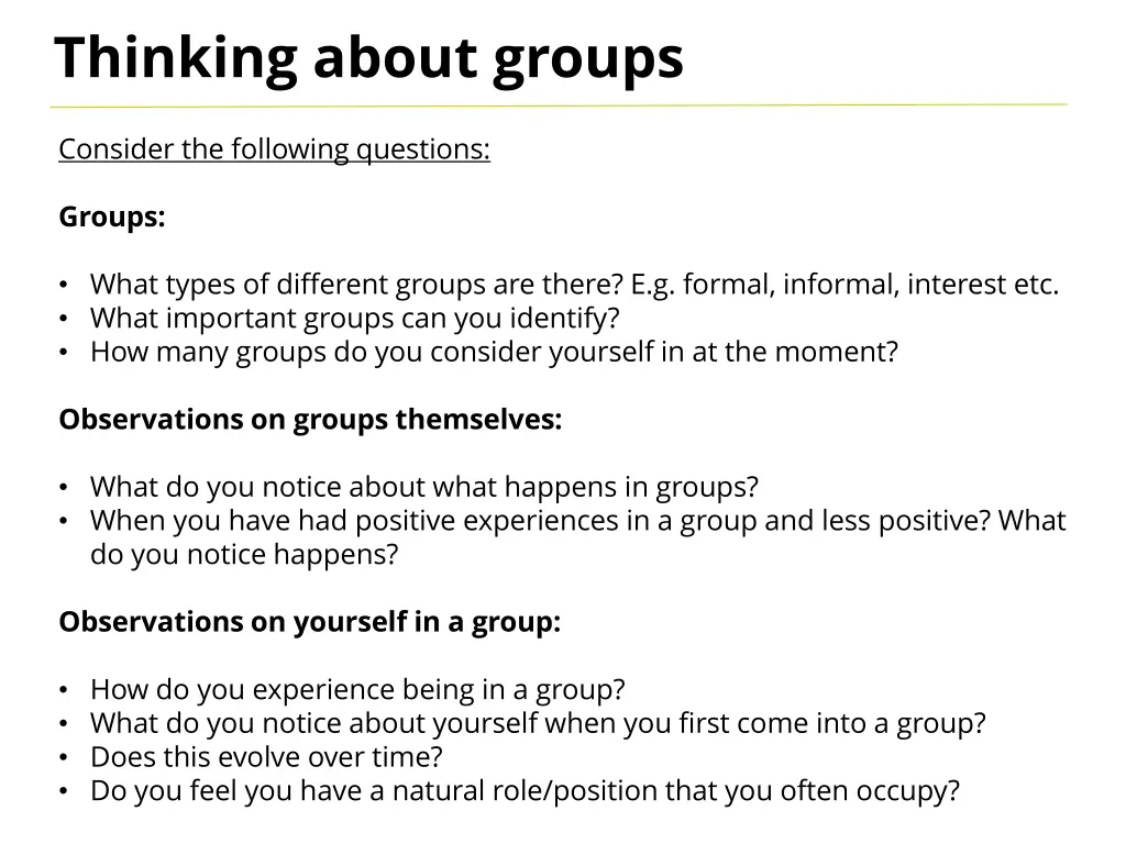 thinking about groups