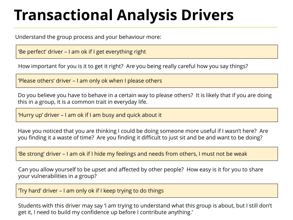 transactional analysis drivers