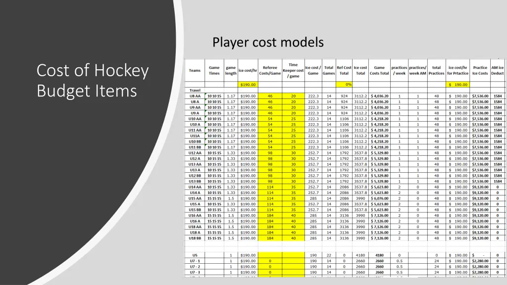 player cost models