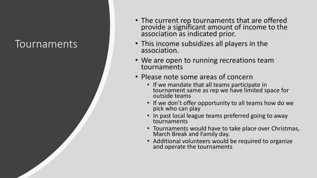 the current rep tournaments that are offered