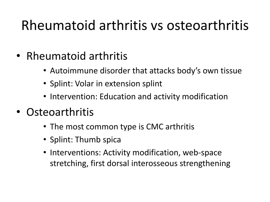 rheumatoid arthritis vs osteoarthritis