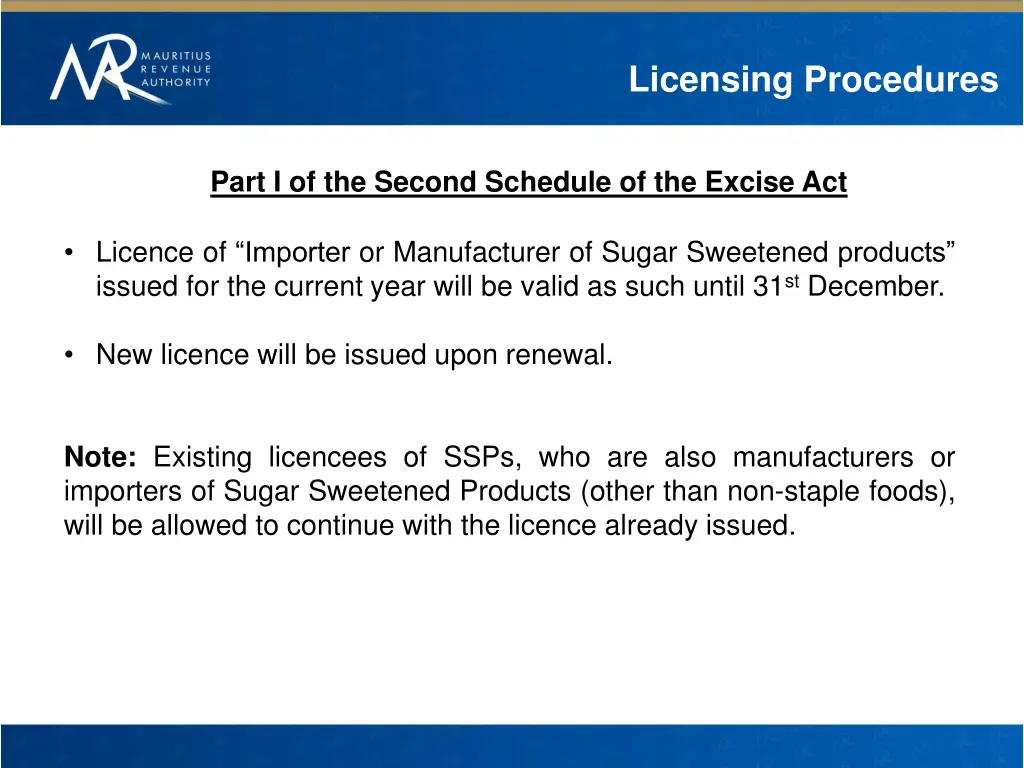 licensing procedures