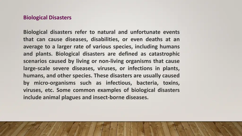 biological disasters