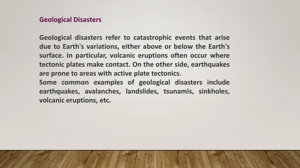 geological disasters