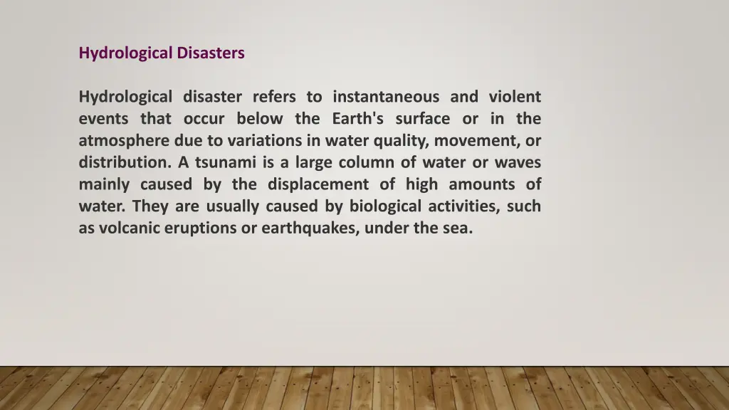 hydrological disasters