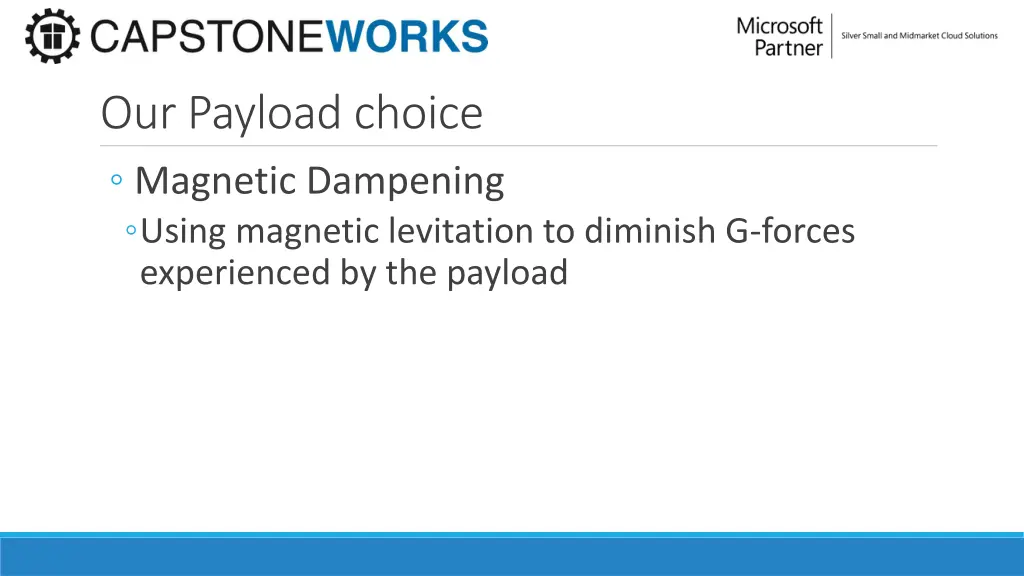 our payload choice magnetic dampening using